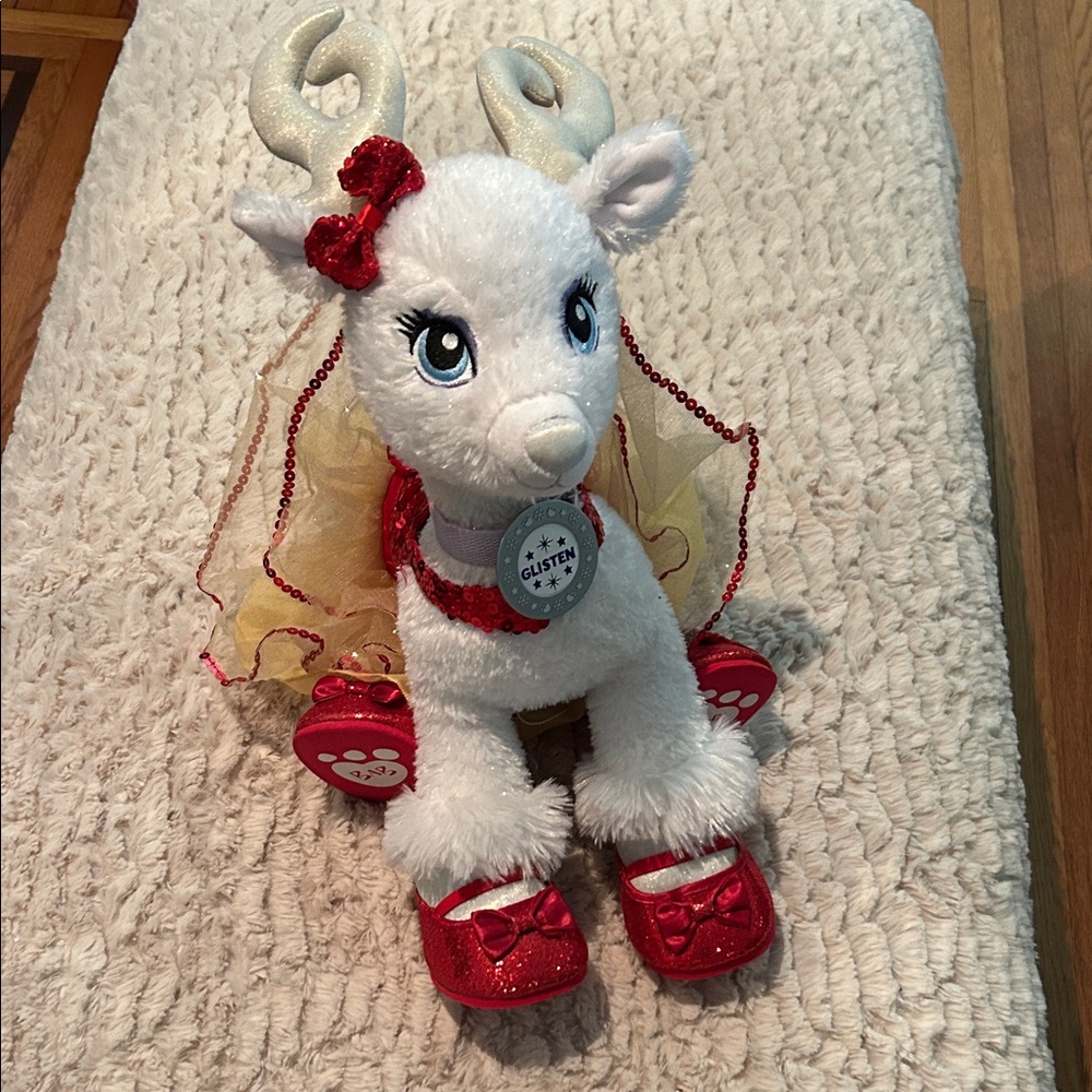 Build-A-Bear White and Red Reindeer Glisten